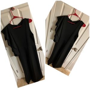 Wide leg pant, off the shoulder ruffled black jump suit Worn twice